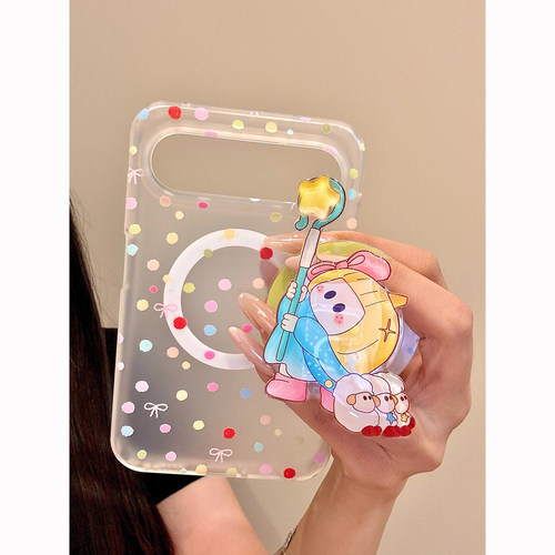 磨砂彩波点星星棒yoyo酱磁吸支架适用华为Pura X view手机壳阔直板防摔壳保护套HUAWEI阔直屏独特超火不撞壳