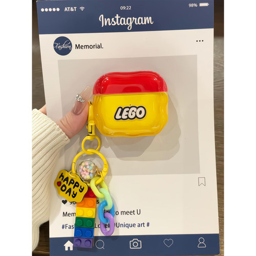 新款小众趣味创意积木适用苹果无线蓝牙AirPodsPro三代耳机壳AirPods4代女款AirPods1/2软硅胶3代防摔Pro2代