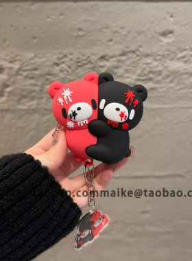 古早卡通可爱血粉抱抱暴力熊适用AirPodsPro三代耳机壳蓝牙苹果AirPods4代软硅胶Pro2代防摔套Pro3代保护壳女