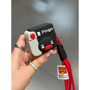 趣味复古pingu企鹅照相机适用苹果无线蓝牙AirPods4代耳机套1/2代硅胶Pro二代软壳3代防摔新款AirPodspro2女