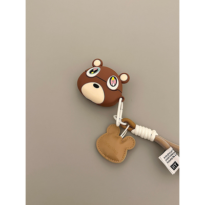 卡通可爱呆萌辍学熊适用苹果AirPods4代耳机壳AirPodsPro二代软AirPods1/2硅胶pro2保护套AirPods3代防摔男女