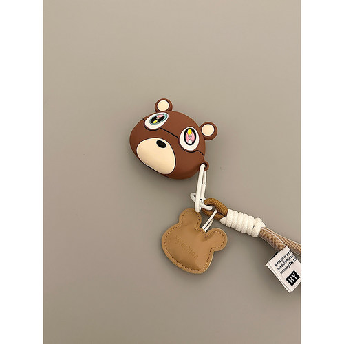 卡通可爱呆萌辍学熊适用苹果AirPods4代耳机壳AirPodsPro三代软AirPods1/2硅胶pro2保护套AirPods3代防摔男女