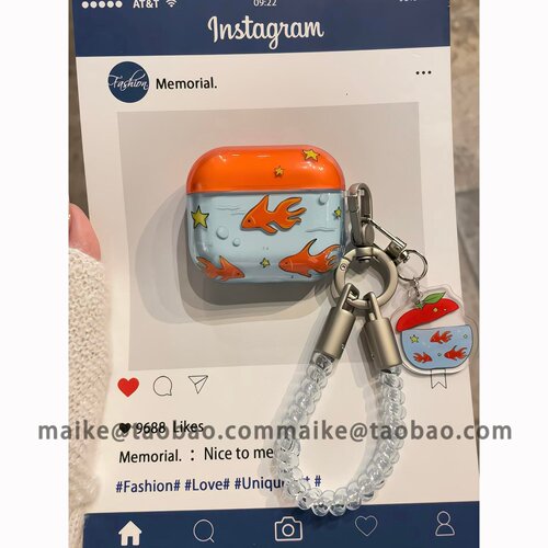 复古韩系涂鸦海洋金鱼适用AirPods5代耳机壳4代苹果AirPodsPro3代蓝牙1/2/3代软硅胶Pro2代防摔保护套Pro三代