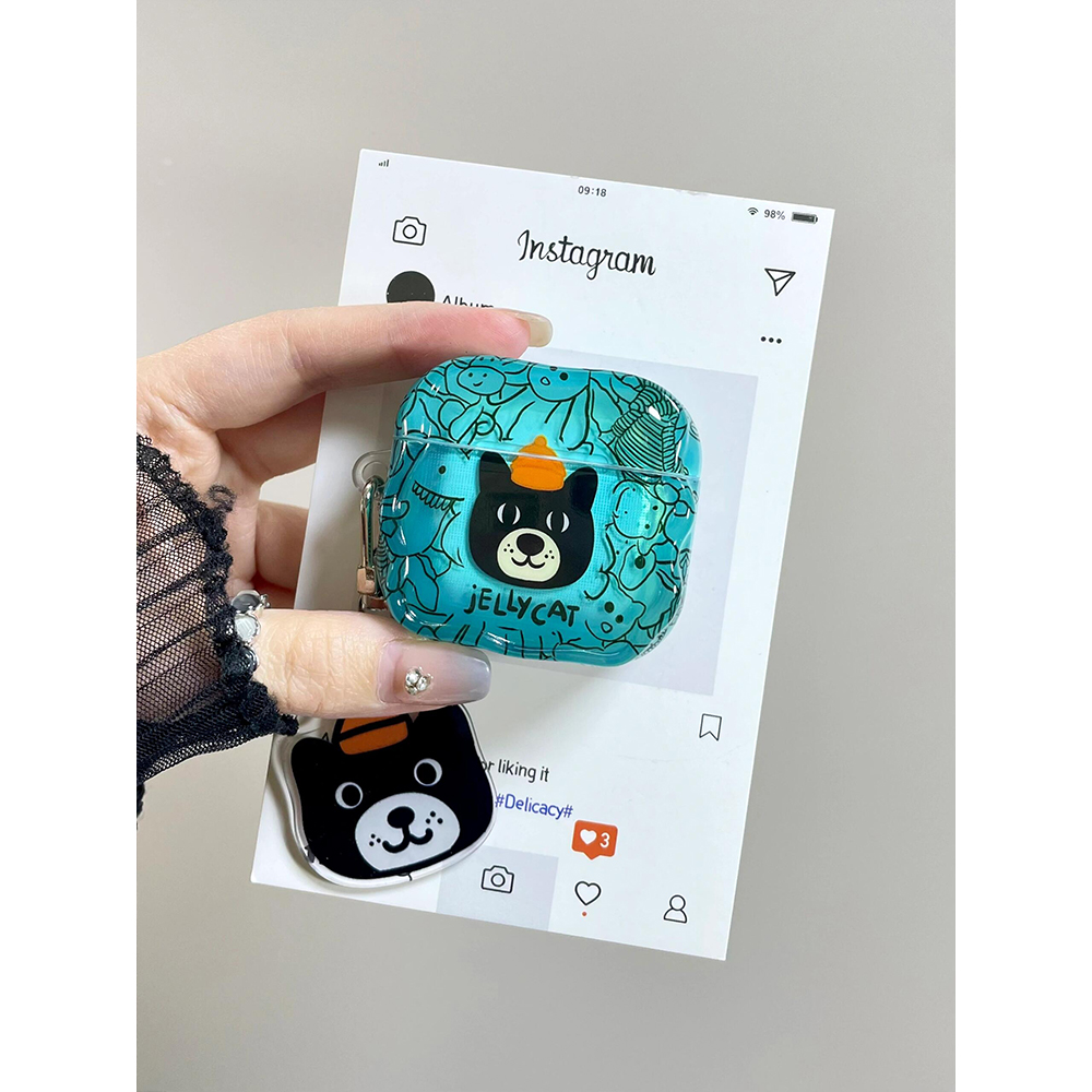 jellycat趣味可爱线条吉利猫适用苹果无线蓝牙AirPodsPro耳机壳4代软AirPods1/2硅胶AirPods3代保护套Pro2女
