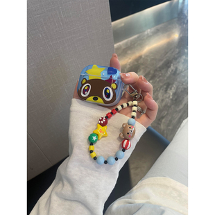 卡通萌系可爱辍学熊适用苹果无线蓝牙AirPodsPro耳机壳AirPods4代女款AirPods1/2软硅胶3代防摔套Pro2代新款