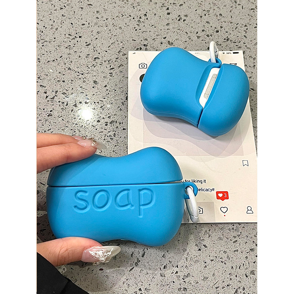 个性创意趣味蓝色肥皂适用苹果无线蓝牙AirPodsPro耳机壳4代软AirPods1/2硅胶AirPods3保护套Pro2代防摔男女,3C数码配件,耳机保护套,淘宝优惠券,粉丝福利购,淘宝优惠卷