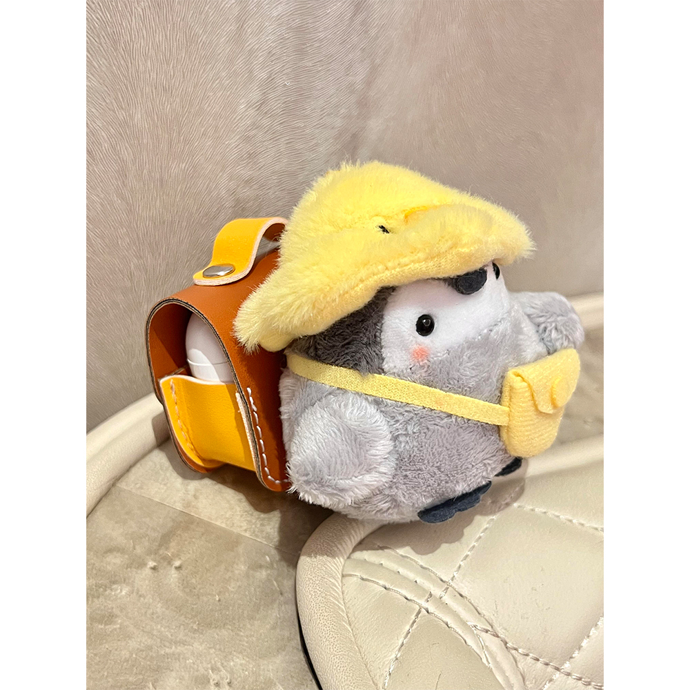 秋冬款毛绒背包企鹅皮革书包适用苹果AirPods4代耳机壳可爱AirPodsPro二代无线蓝牙保护套AirPods3防摔1/2代