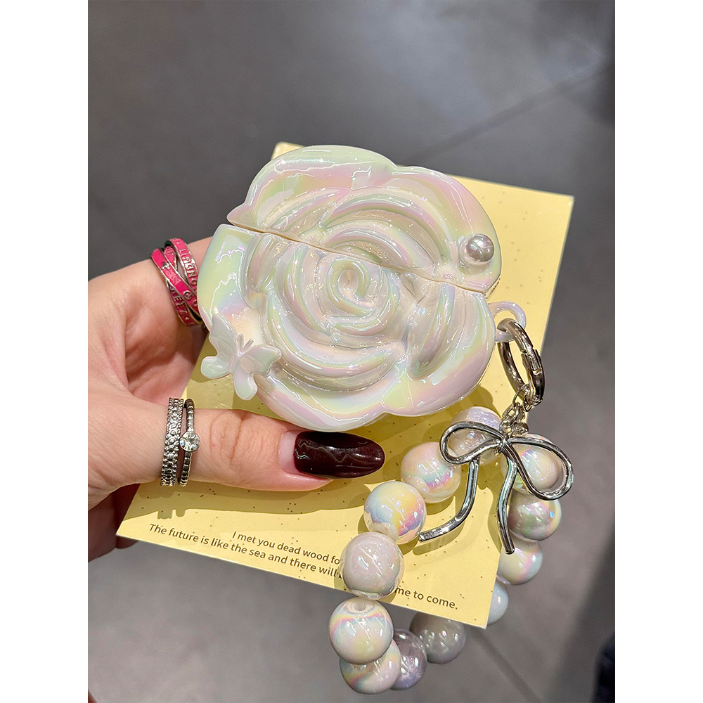 小香风镭射蝴蝶珍珠山茶花玫瑰适用苹果无线蓝牙AirPods4代耳机壳Pro二代软AirPods1/2硅胶AirPods3保护套Pro