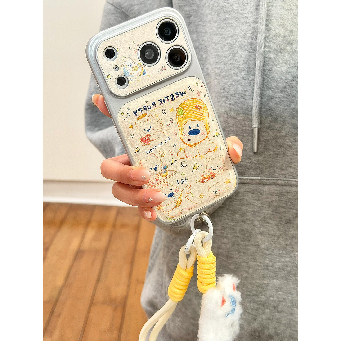 涂鸦手绘可爱西高地小狗适用iPhone17promax手机壳大视窗皮革苹果17新款16pro全包14防摔15pm女款17pro巨好看,3C数码配件,手机保护套/壳,淘宝优惠券,粉丝福利购,淘宝优惠卷