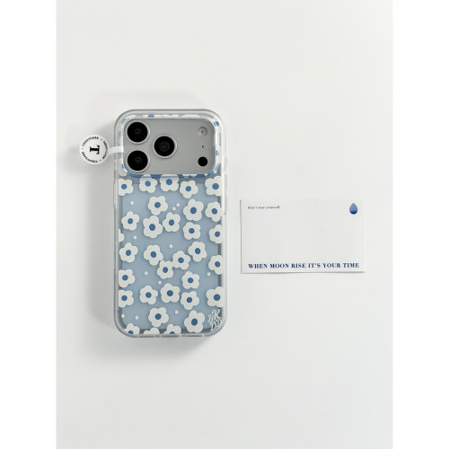 韩系小清新蓝色花蕊适用iPhone17promax手机壳磨砂不撞壳苹果16Pro新款15全包16pm防摔17女款17Pro独特超好看