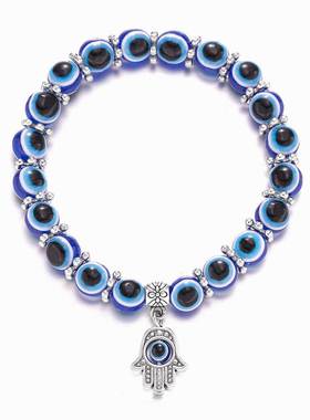 Blue Evil Eye Bracelet Hand of Fatima Turkey Thousand Eyes