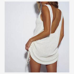 欧美性感露背针织背心裙罩衫裙女 Sexy Knitted Smock Mini Dress