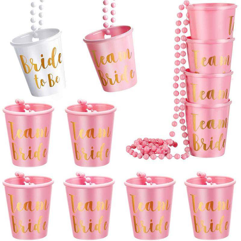 1Set Team Bride To Be Cup Plastic Shot Glasses Necklace Bach