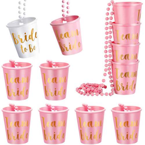 1Set Team Bride To Be Cup Plastic Shot Glasses Necklace Bach
