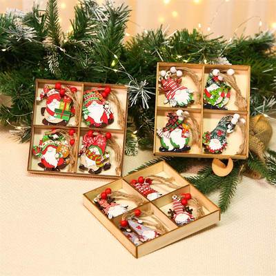 12 new Christmas decorations in wooden boxes圣诞节装饰
