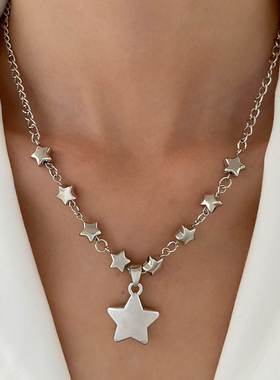 Clavicular chain girl jewelry pentagram necklace设计感锁骨链
