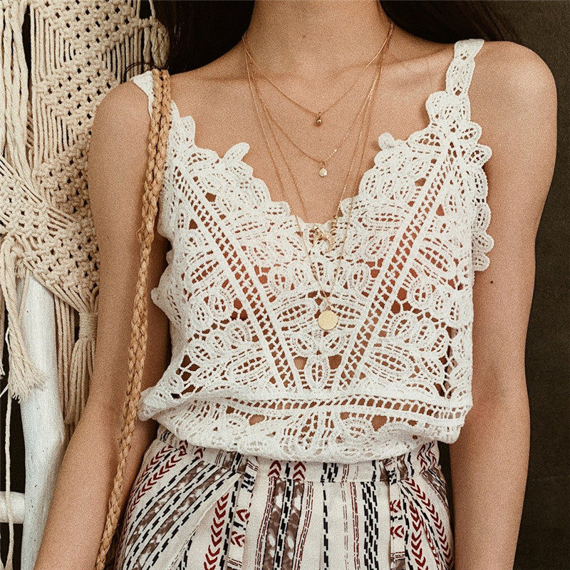 Crochet lace hollow fashion sexy camisole 镂空时尚吊带小背心