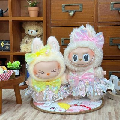 拉布布labubu三代配件娃衣可乐搪胶盲盒一代二代挂件衣服小裙子