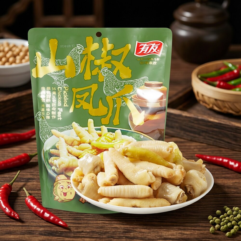 【新品上市】有友泡椒凤爪筋骨棒酸辣追剧鸡拐解馋追剧宵夜零食