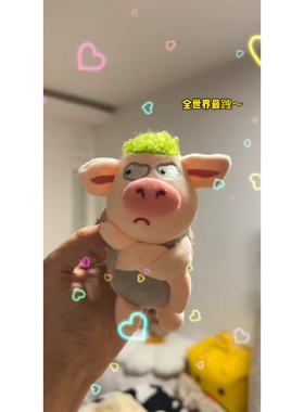可爱拽拽猪绿毛生气猪毛绒玩具公仔包包挂件男女生礼物搞怪钥匙扣