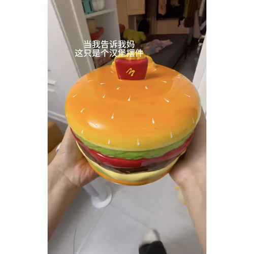 网红巨无霸汉堡泡面碗宿舍居家新款汤碗创意手机支架一物两用手绘
