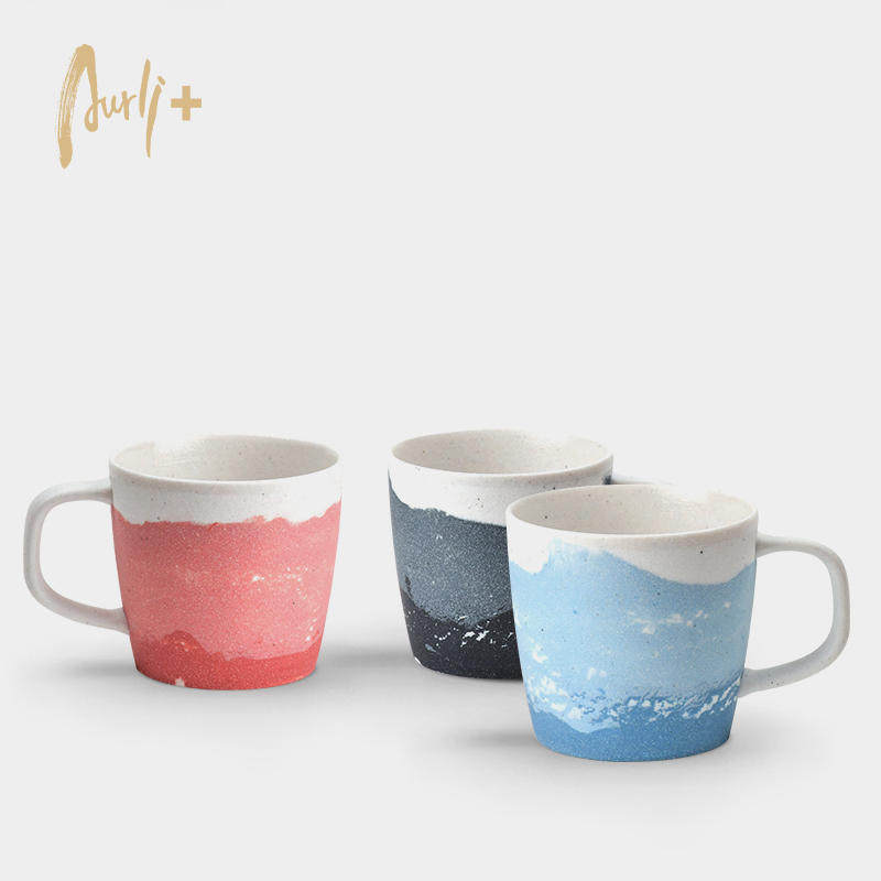 台湾陶作坊Aurli白色老岩泥满溢杯咖啡杯绞胎工艺马克杯水杯茶杯
