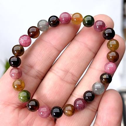 纯天然正品巴西天然碧玺手链7mm+手串水晶旺夫招财可实拍选货