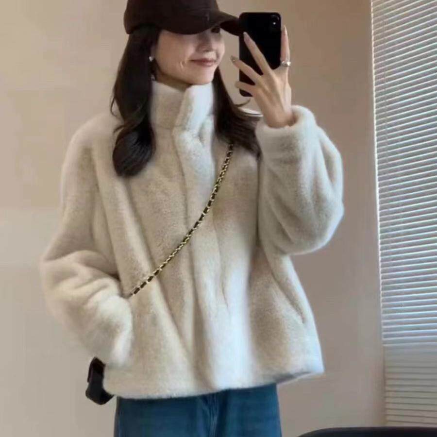 皮草外套女2024冬季新款仿水貂绒皮毛一体中长款宽松加厚毛毛大衣