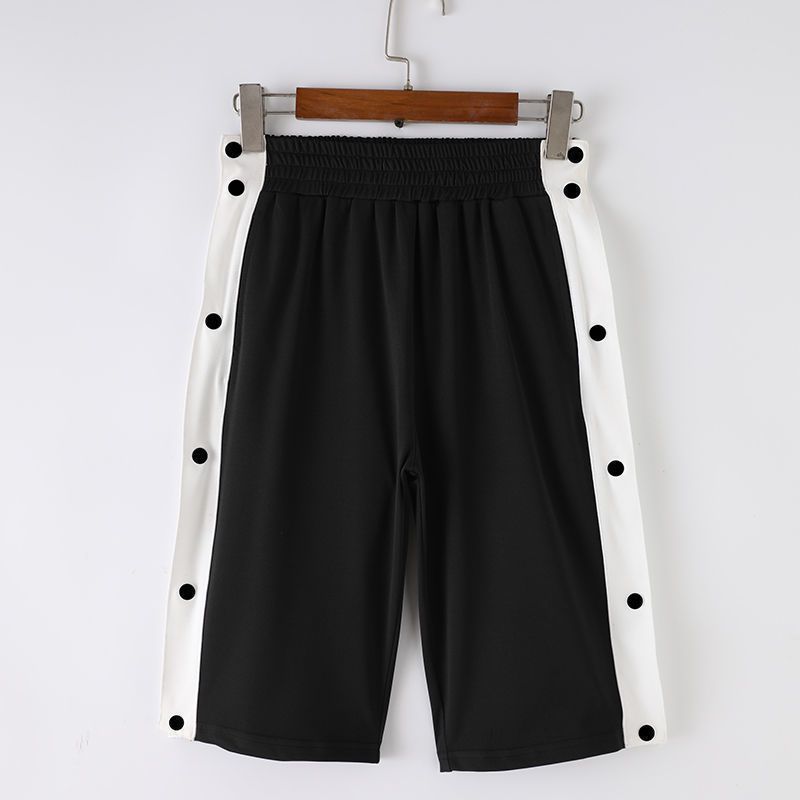 夏季全开运动排扣学生5分裤男纽扣大童秒脱篮球训练骨折护理短裤