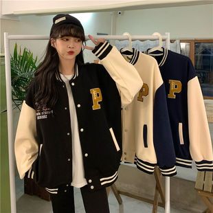 寬松短款 夾克休閑上衣潮 初中學(xué)生棒球服韓版 外套女春秋冬2023新款