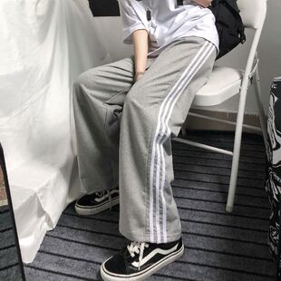 原宿风复古裤子男宽松直筒百搭运动裤春秋季款韩版潮流阔腿休闲裤