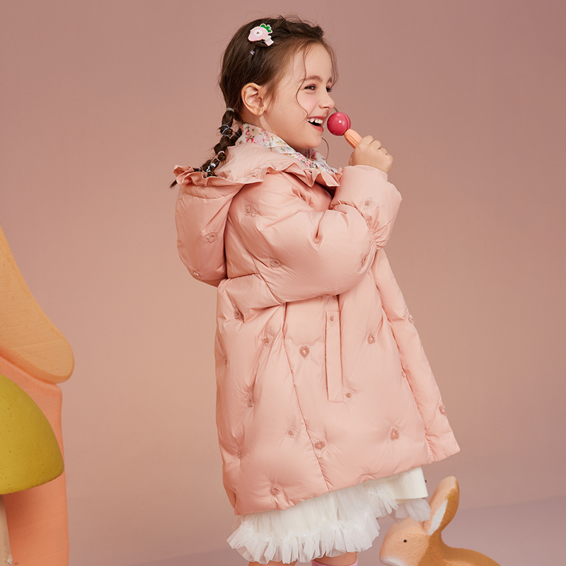 中长款加厚女抗寒儿童羽绒服