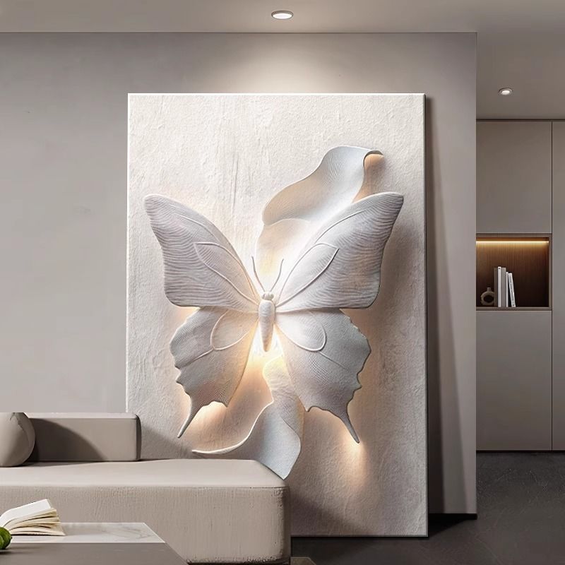 蝴蝶轻奢高级感客厅装饰画浮雕立体感抽象沙发背景墙壁画新款挂画图片