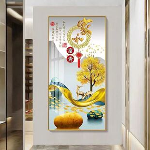 饰画走廊过道现代入户简约挂画轻奢竖版 壁画 墙壁装 F225玄关中式