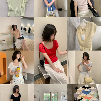 IMISS-韩标超级大爆款多色百搭后绑带方领针织衫(只卖上衣)R01339