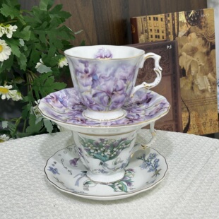 中古摄政王咖啡杯碟英式咖啡杯家用高档下午茶具杯子套装鸢尾花杯