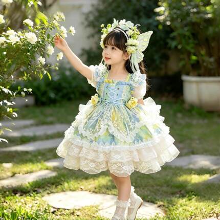 女童洛丽塔花仙子连衣裙夏季新款吊带网纱蛋糕公主蓬蓬裙生日礼服