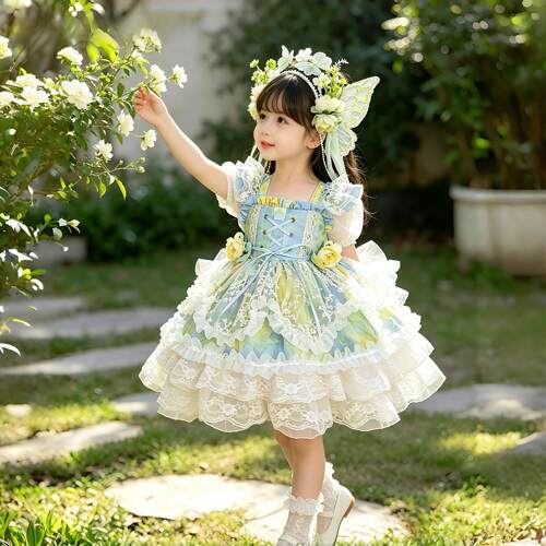 女童洛丽塔花仙子网纱蛋糕礼服