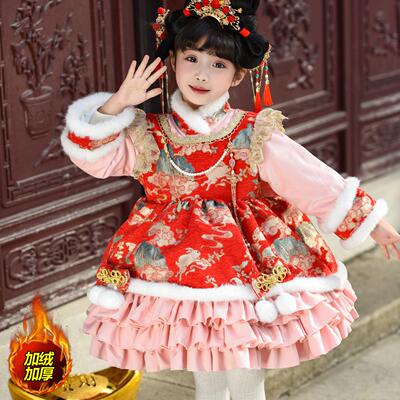 女童国风洛丽塔礼服加绒连衣裙