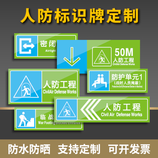 人防标识牌防空地下室应急掩蔽场所警示牌出入口人防指示牌定制