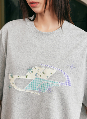 HACR丨harshandcruel童趣拼布碎花元气感刺绣国潮情侣宽松短袖T恤