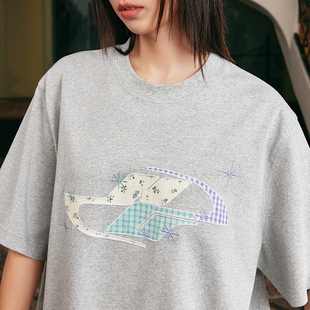 T恤 气感刺绣国潮情侣宽松短袖 HACR harshandcruel童趣拼布碎花元