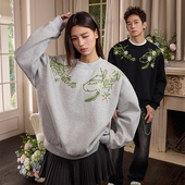 HACR harshandcruel美式 街头手写花体项链情侣感圆领套头卫衣