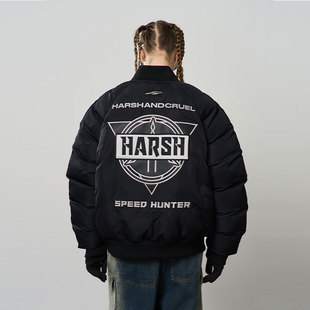 harshandcruel街头感重工刺绣赛车徽标大标插肩MA1飞行员夹克外套