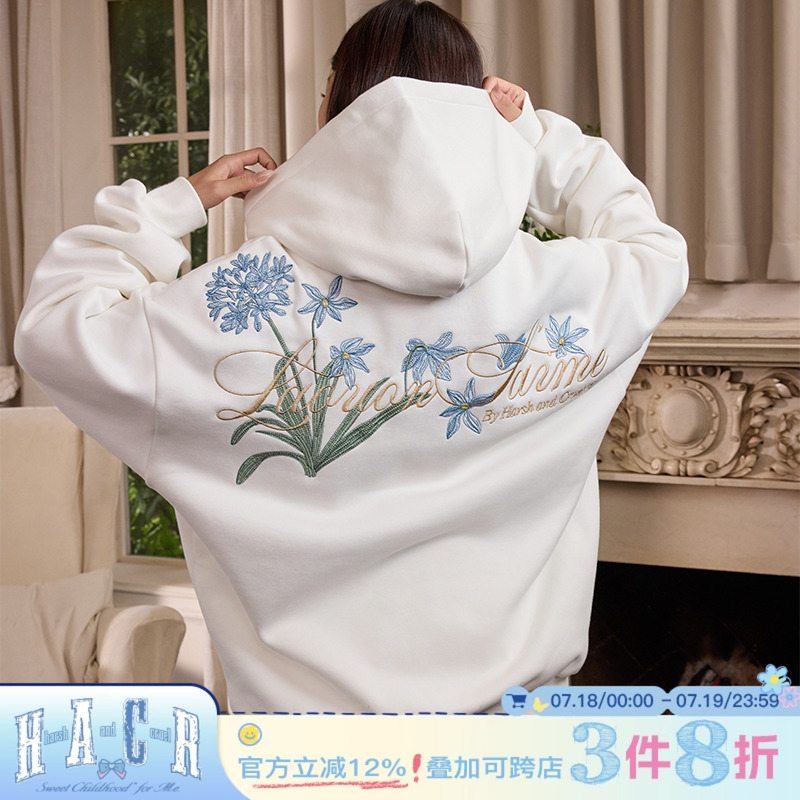 HACR花卉亨利领连帽卫衣