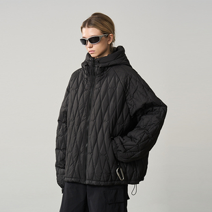 【黄朔】HACR丨harshandcruel 特殊纹路绗缝登山扣连帽棉服夹克