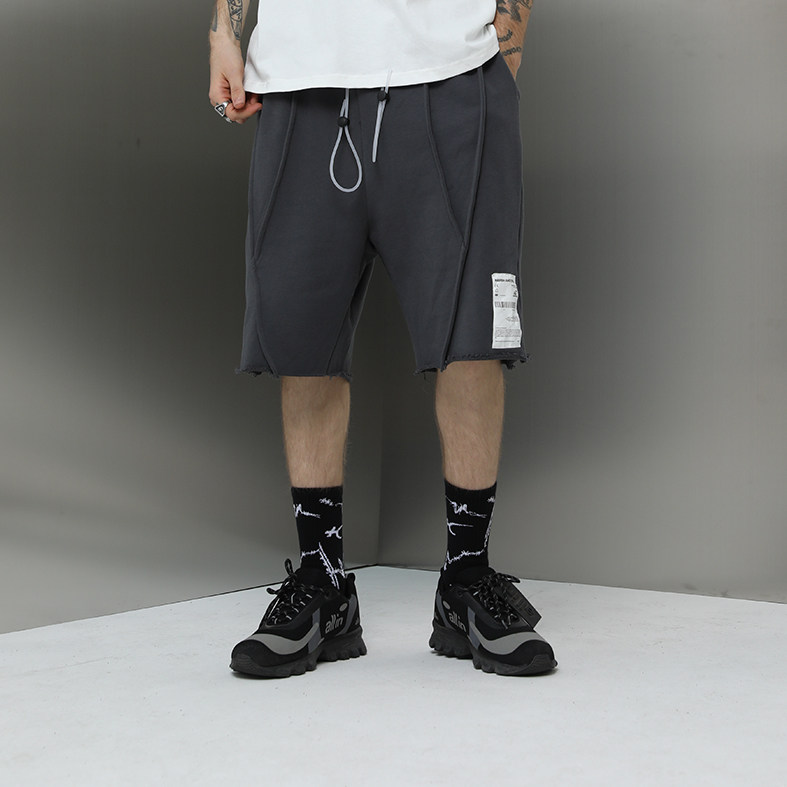 harshandcruel工业感杜邦纸标设计乳胶抽绳毛边短裤夏装中裤,男装,休闲裤,淘宝优惠券,粉丝福利购,淘宝优惠卷