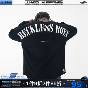 harshandcruel 多色复古印花宽松分割裁片长袖T恤Reckless Boys