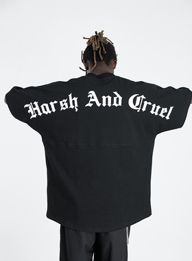 HACR丨harshandcruel哥特字大字后背印花logo宽松纯棉针织短袖TEE