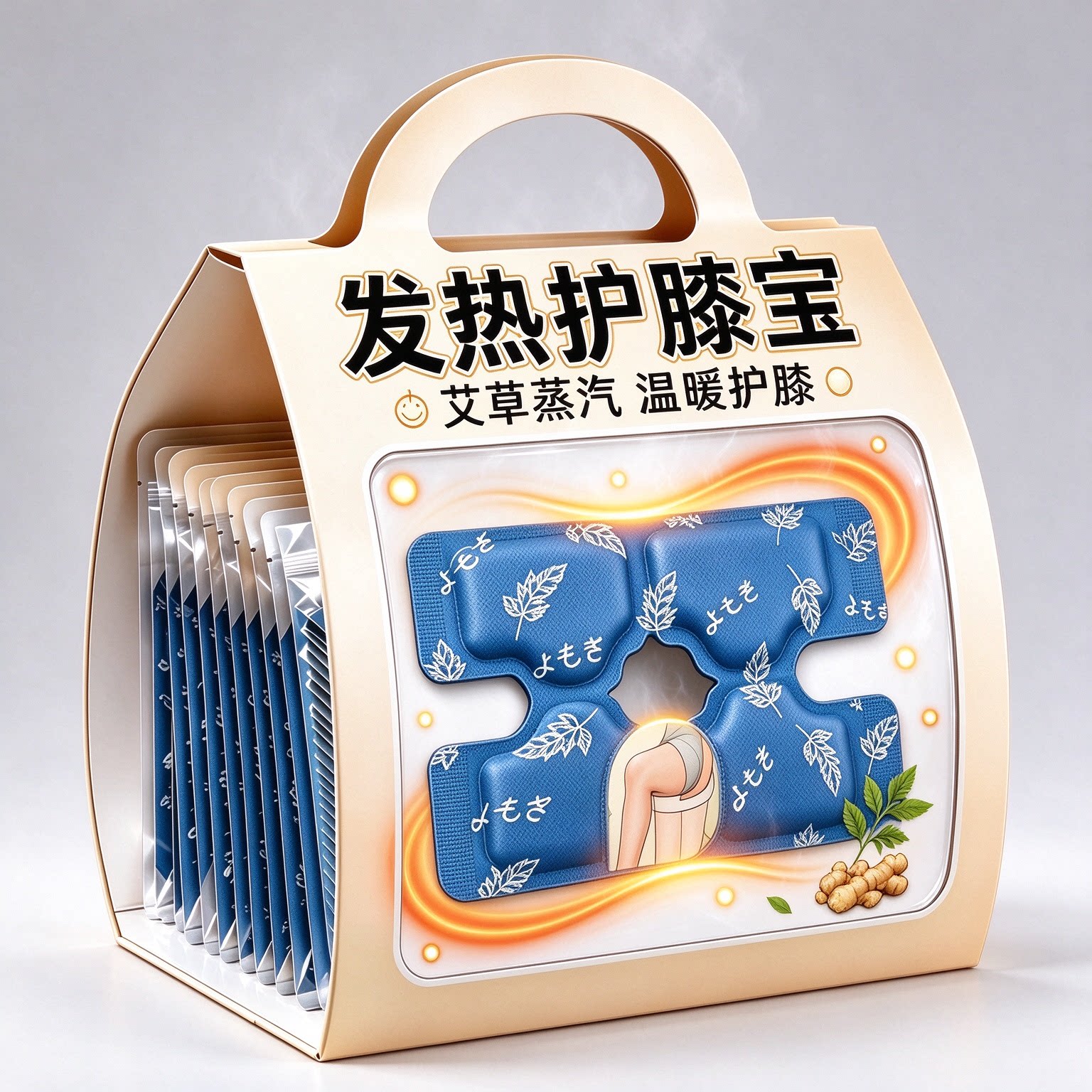 艾灸膝盖贴热敷三伏贴温灸发热护膝贴老年人艾草蒸汽暖膝贴热灸贴